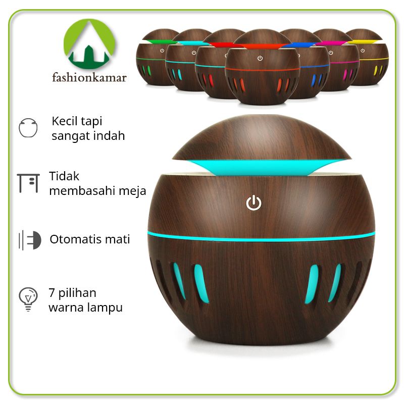 Humidifier Air 130ML Aromaterapi Difuser Model Bulat Kecil Bergaris TANPA REMOTE (TIDAK FREE OIL)