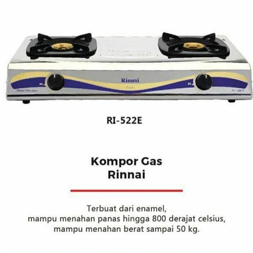 Kompor Gas Rinnai Stainless RI-522E Dua Tungku