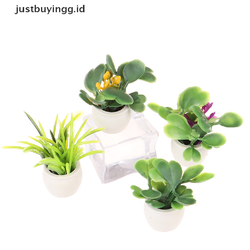 Justbuyingg.Id Miniatur Pot Tanaman Hijau Dekorasi Rumah Boneka 1: 12