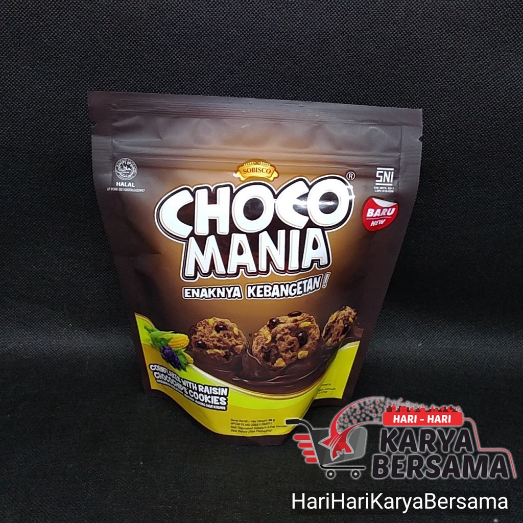 

BISKUIT CHOCO MANIA CORNFLAKES WITH RAISIN CHOCOCHIPS COOKIES POUCH 69GR