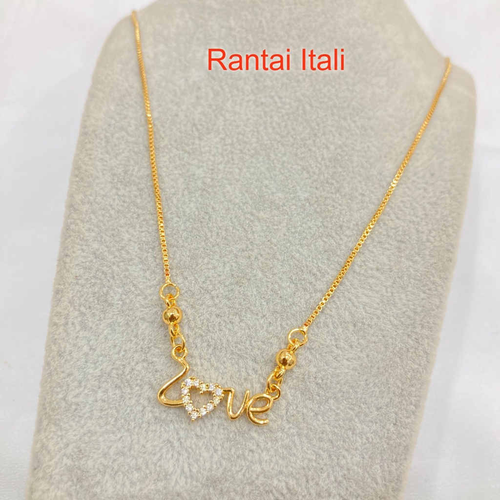 Kalung Inisial Love Lapis Emas Aksesoris Fashion Korean Style