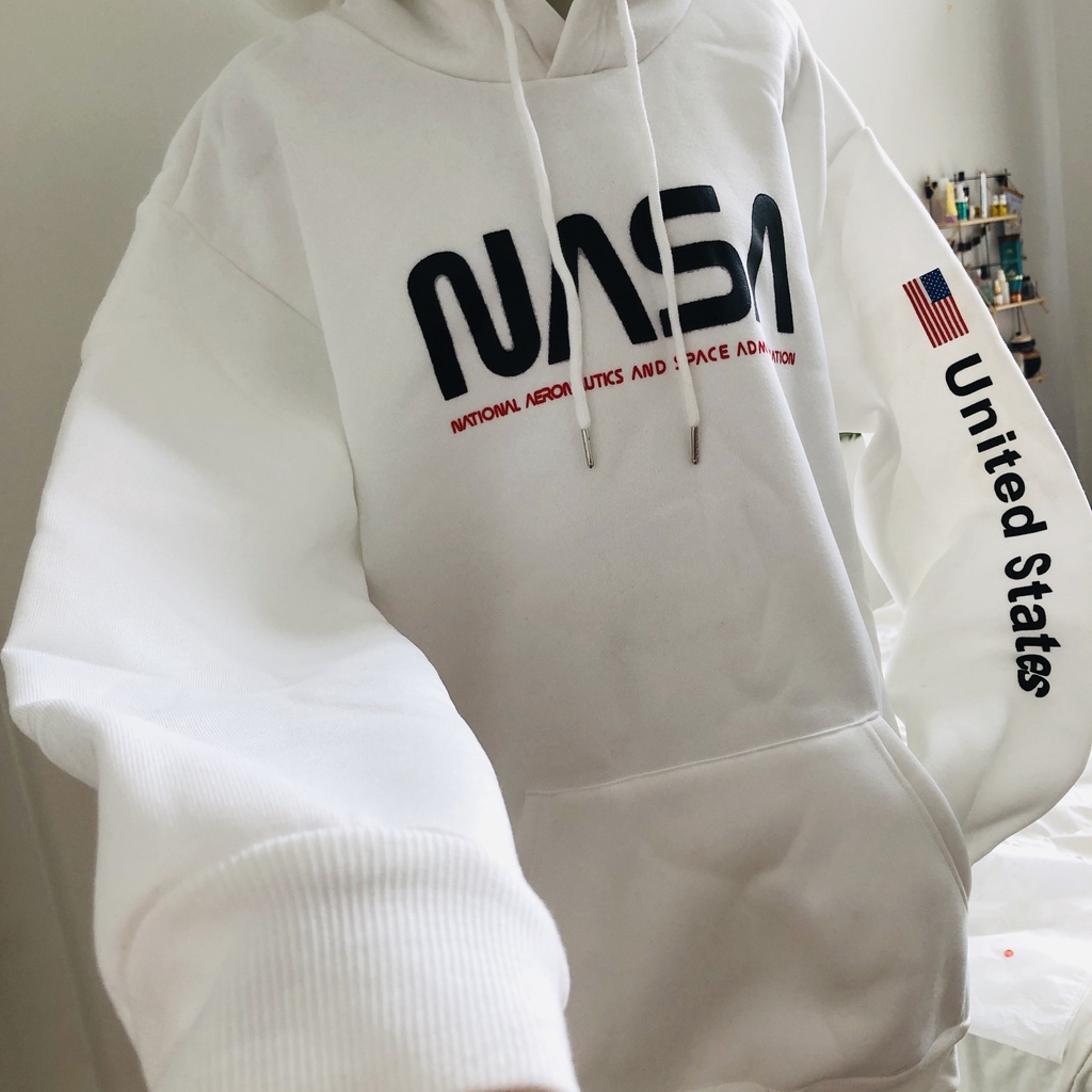 NASA Hoodie Oversize XL White Import Premium Quality  Hoodie Pria XL Hoodie wanita XL hoodie letter 