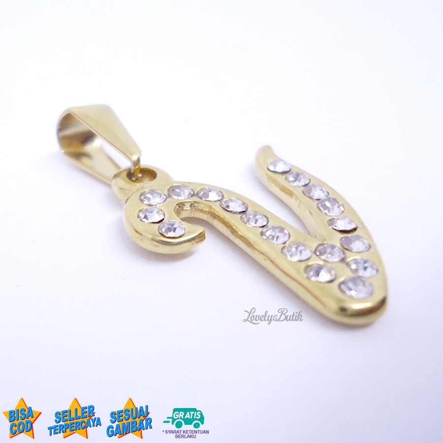 Lovelybutik Liontin Titanium Anti Karat Liontin Huruf V Klasik SILVER &amp; GOLD