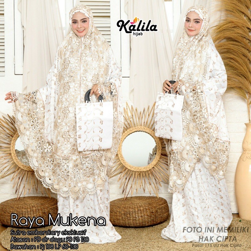 MUKENA PUTIH GOLD BORDIR PAYET RENDA MEWAH JUMBO LEBARAN POLOS