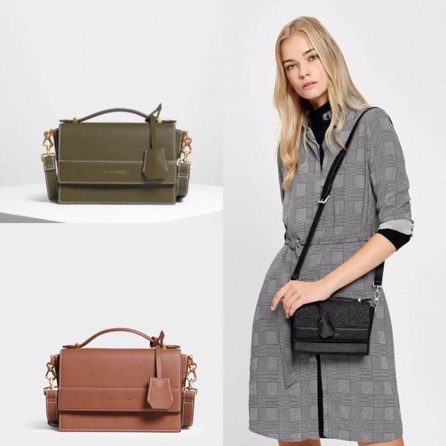 CK STRUCTURED TOP HANDLE BAG