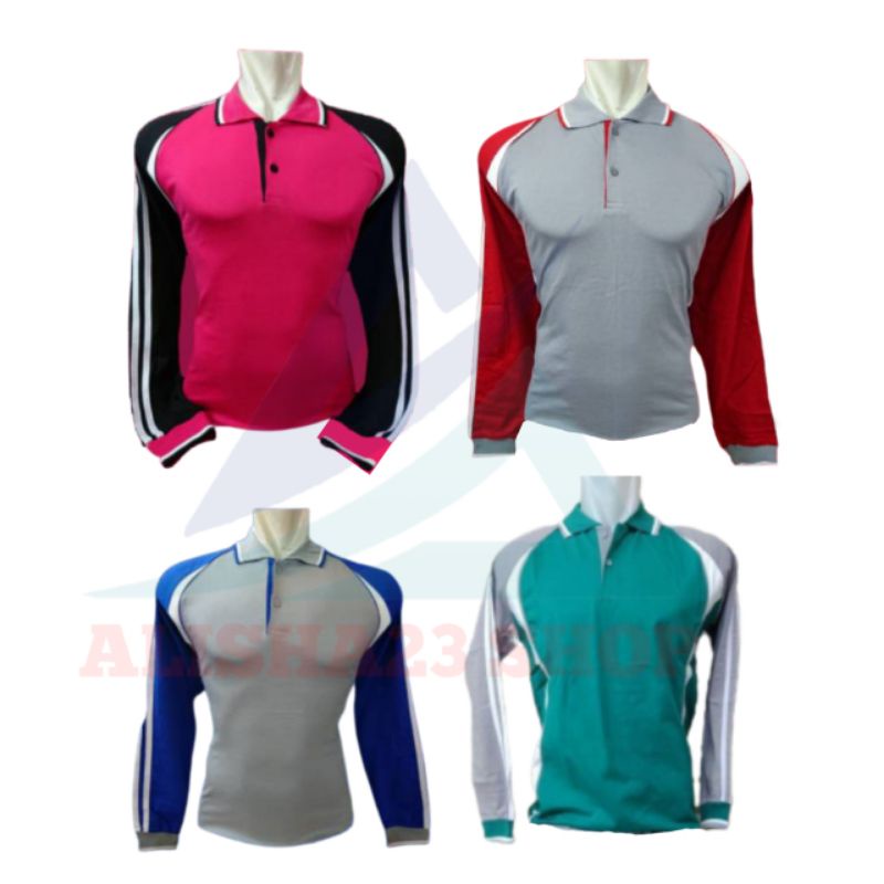 KAOS BERKERAH LENGAN PANJANG BAJU OLAHRAGA KERAH TANGAN PANJANG PRIA WANITA KAOS KERAH LENGAN PANJAN