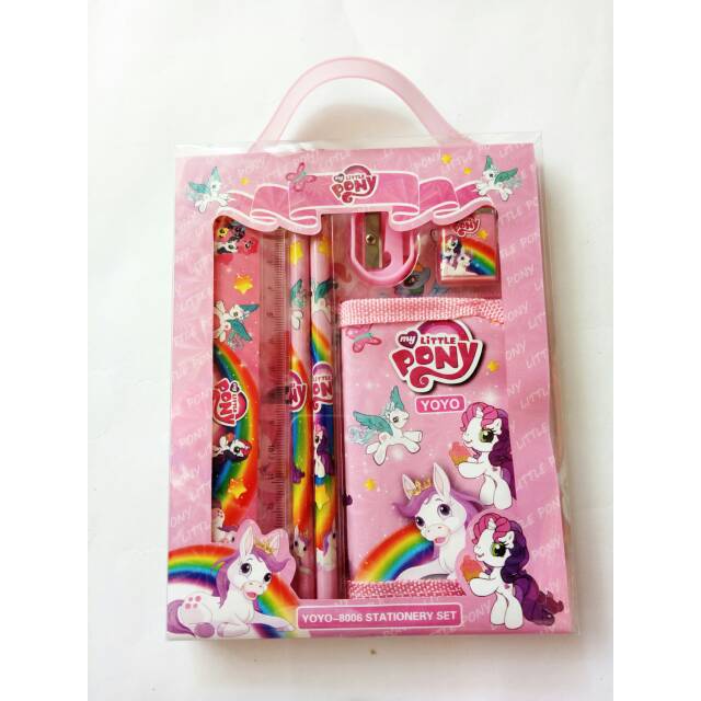 

Paket alat tulis study set dan dompet karakter my little pony