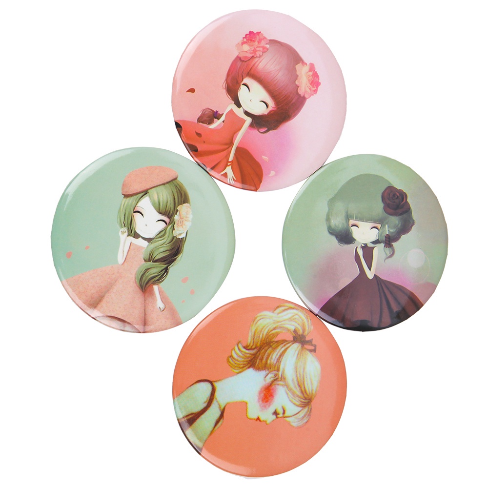 Cermin Saku Mini Bentuk Bulat Motif Kartun Gaya Korea Untuk Makeup