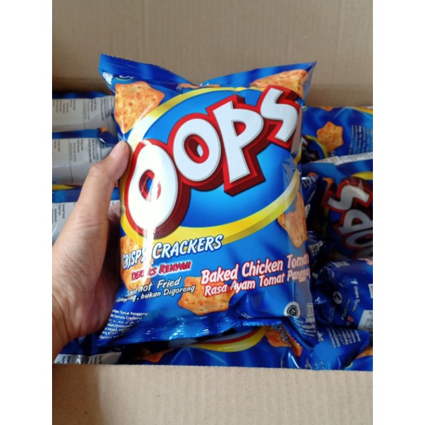 

agen distributor cemilan makanan ringan snack oops crispy crackers baked chicken tomato murah