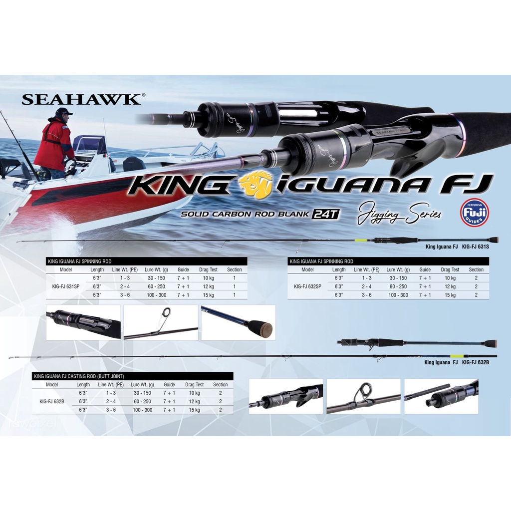 Rod SPINNING (BUTT JOINTED) LIGHT JIGGING SEAHAWK KING IGUANA FJ