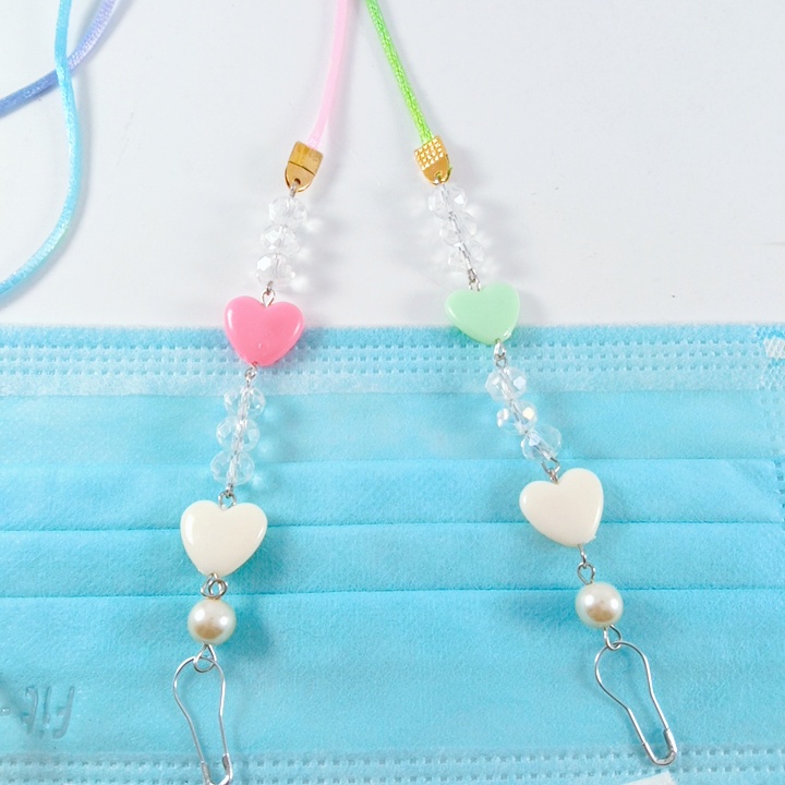 Strap Masker/ Kalung Masker/ Tali Masker MUTIARA LOVE Kalung Masker Manik Pasir LOVE Tali Gantungan