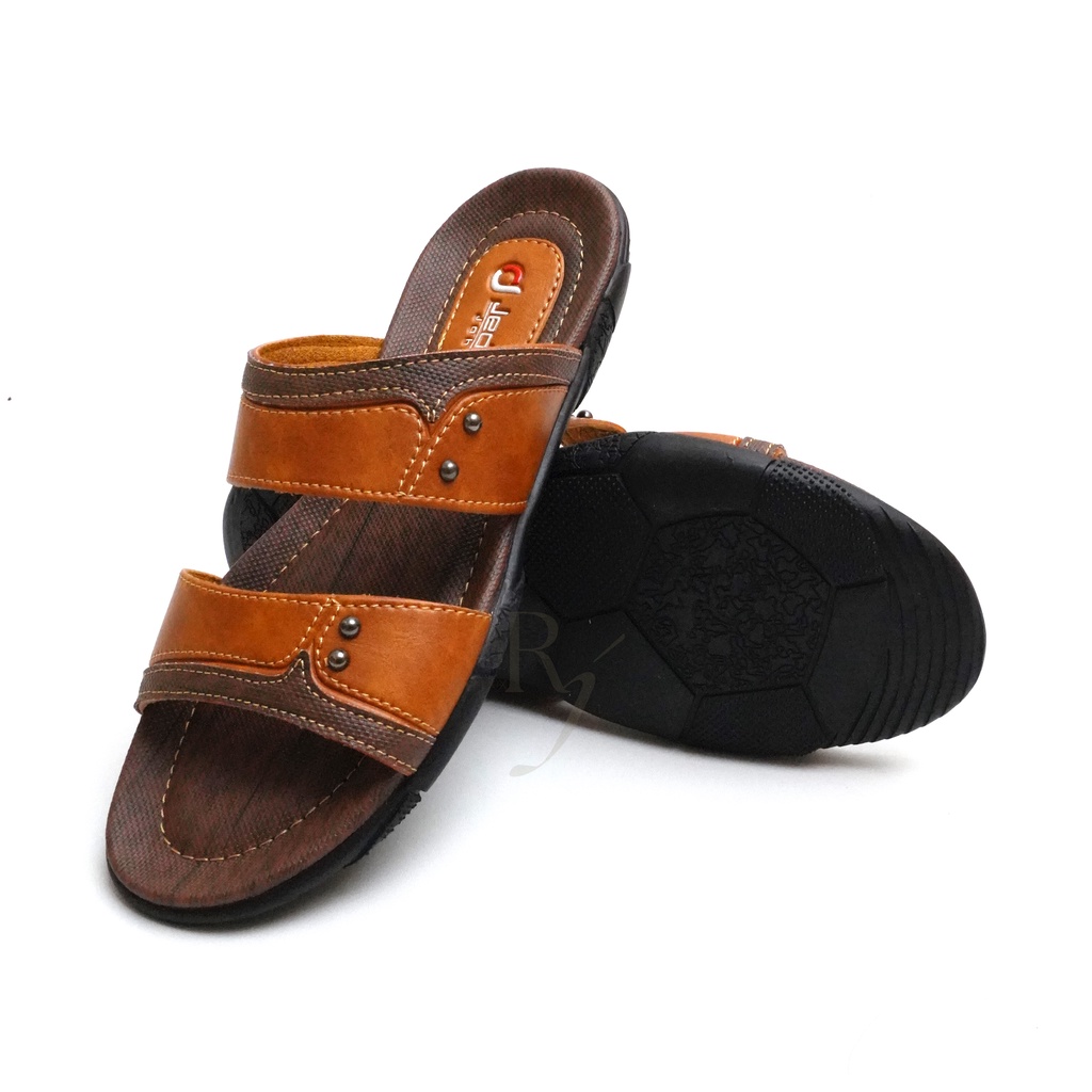 JEDDI [PK 202] Sandal Selop Kulit Sandal Kasual Pria Sandal Slide Pria Sandal Selop Ban 2 Kulit