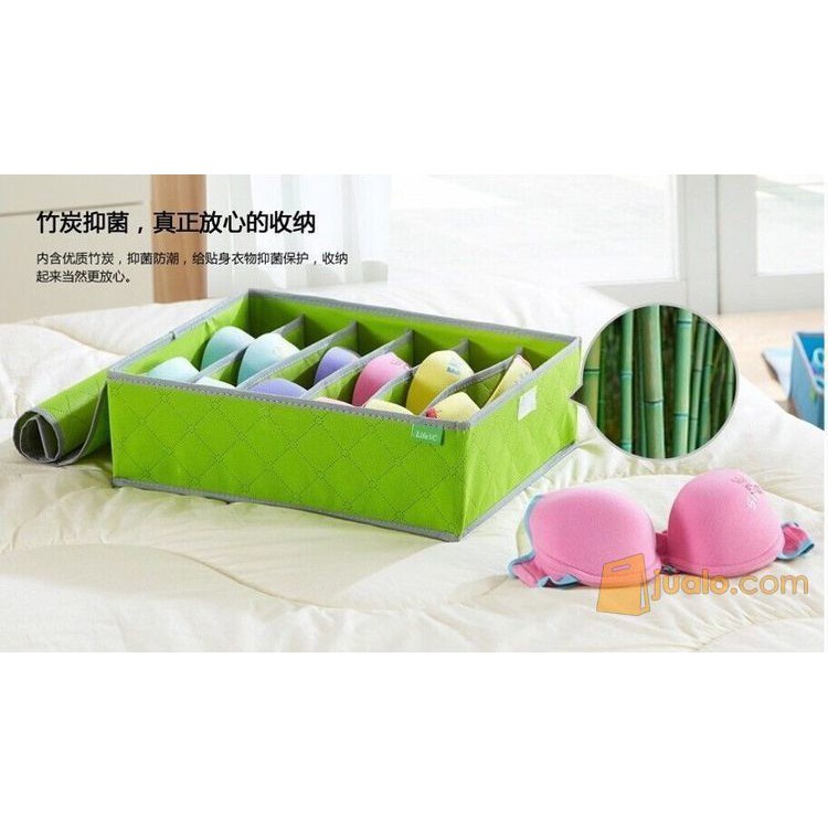 Bamboo Underwear Storage Organizer Box Bag Tempat Penyimpanan CD Celana Dalam