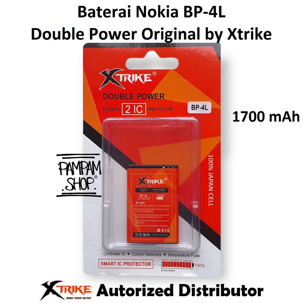 Baterai XTRIKE Double Power Orginal Nokia BP-4L BP4L E63 E71 E72 E73 E90 N97 E55 N810 Batre Batrai