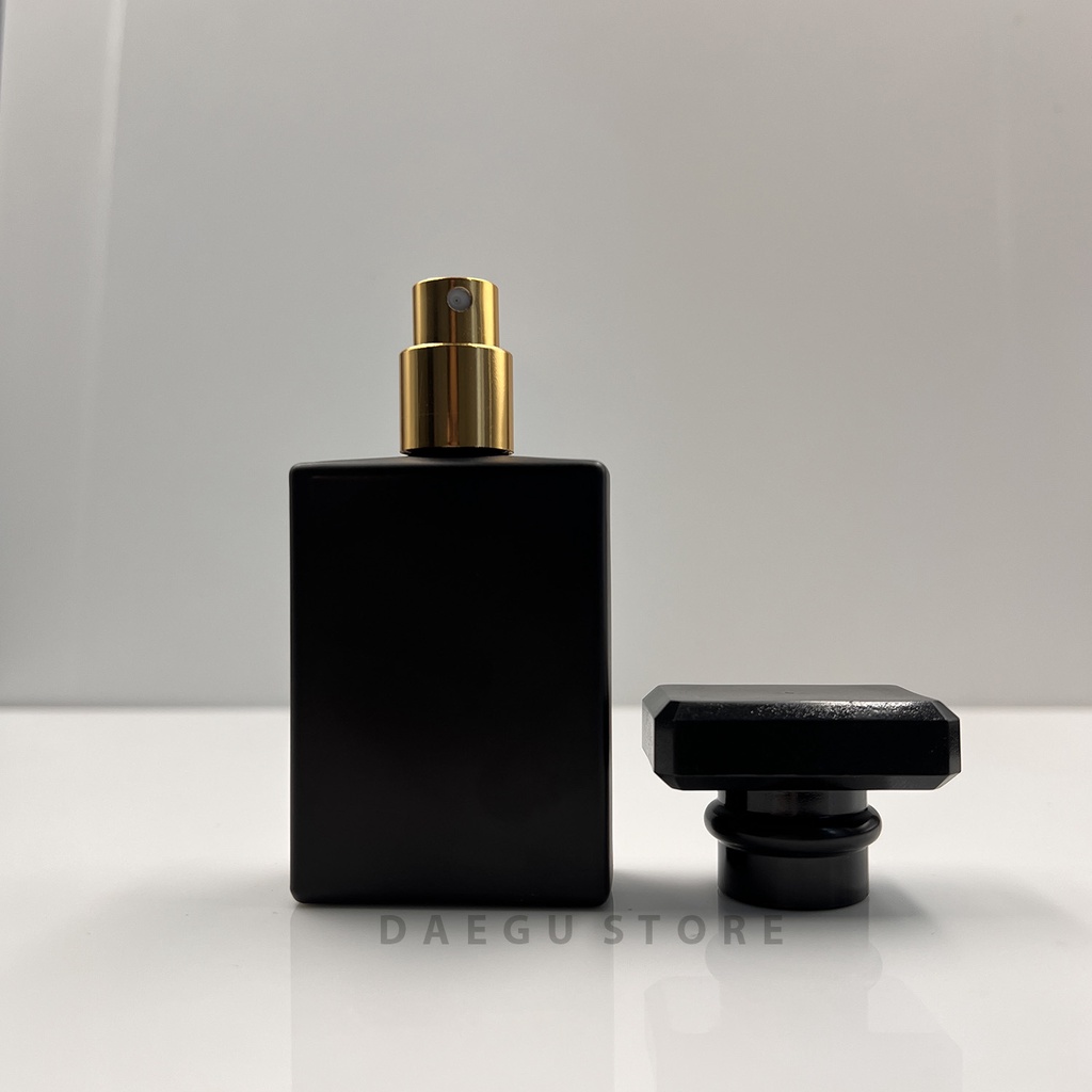 Botol Parfum 30ml Spray Kaca Kotak Isi Perfume Refill Isi Ulang Minyak Wangi  - Hitam Doff CHA