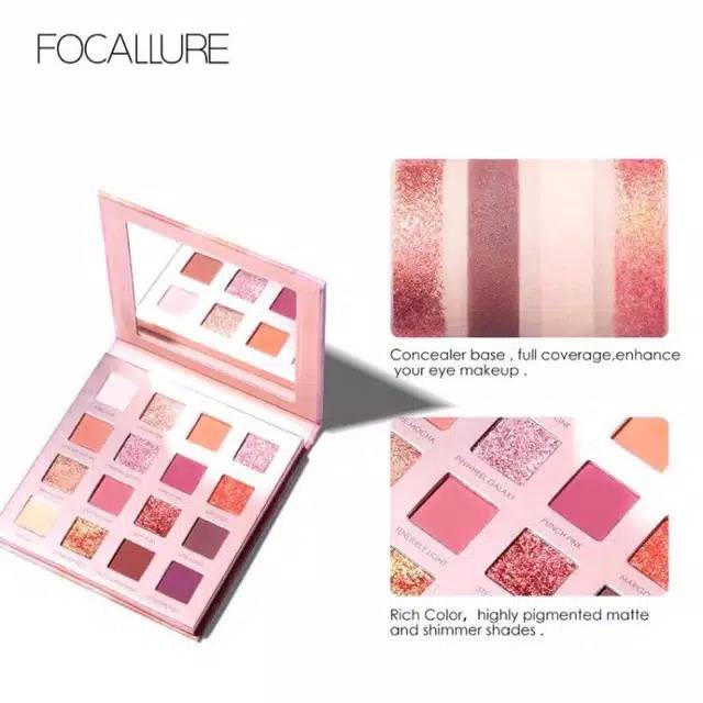 FOCALLURE SUNRISE DEFECK (CACAT) EYESHADOW 16 COLORS SHIMMER MATTE