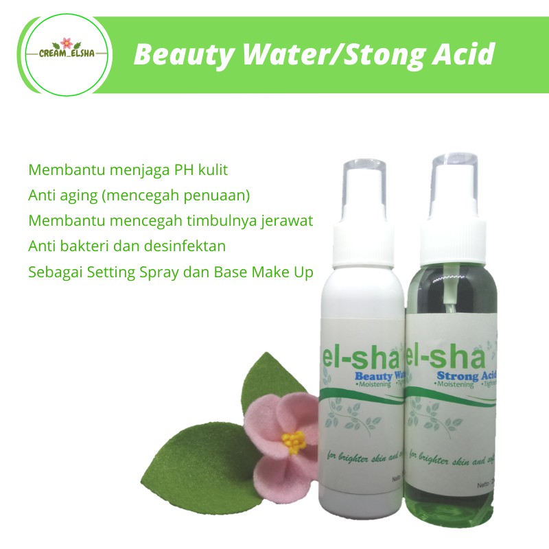 CREAM_ELSHA PEMBELIAN ECER BEAUTY WATER STRONG ACID SERUM WAJAH TONER PEMUTIH KULIT WAJAH