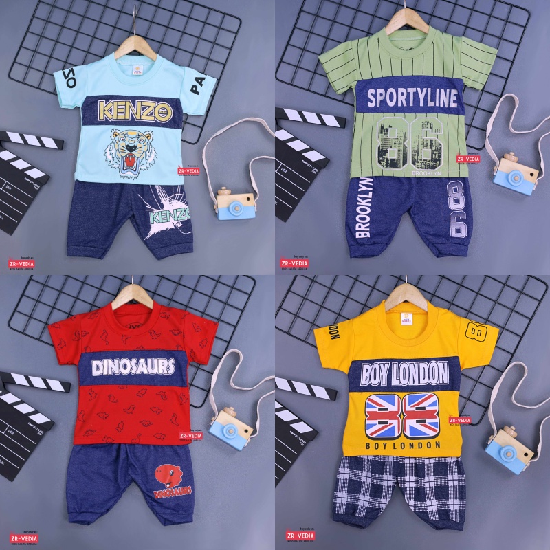 Setelan Baby DILAN uk 3-24 Bulan / Export Class Kaos Celana Baju Bayi Cowok Lengan Laki Karakter