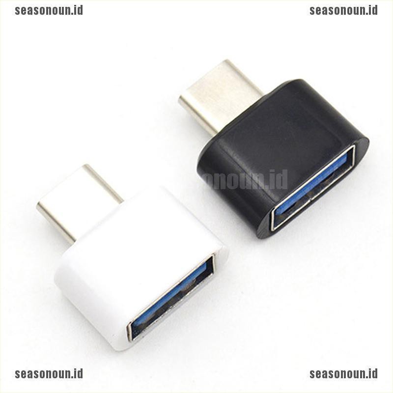 (sea) 2pcs Adapter Konverter Data OTG USB Tipe C Male Ke USB 2.0 Female Untuk Pc