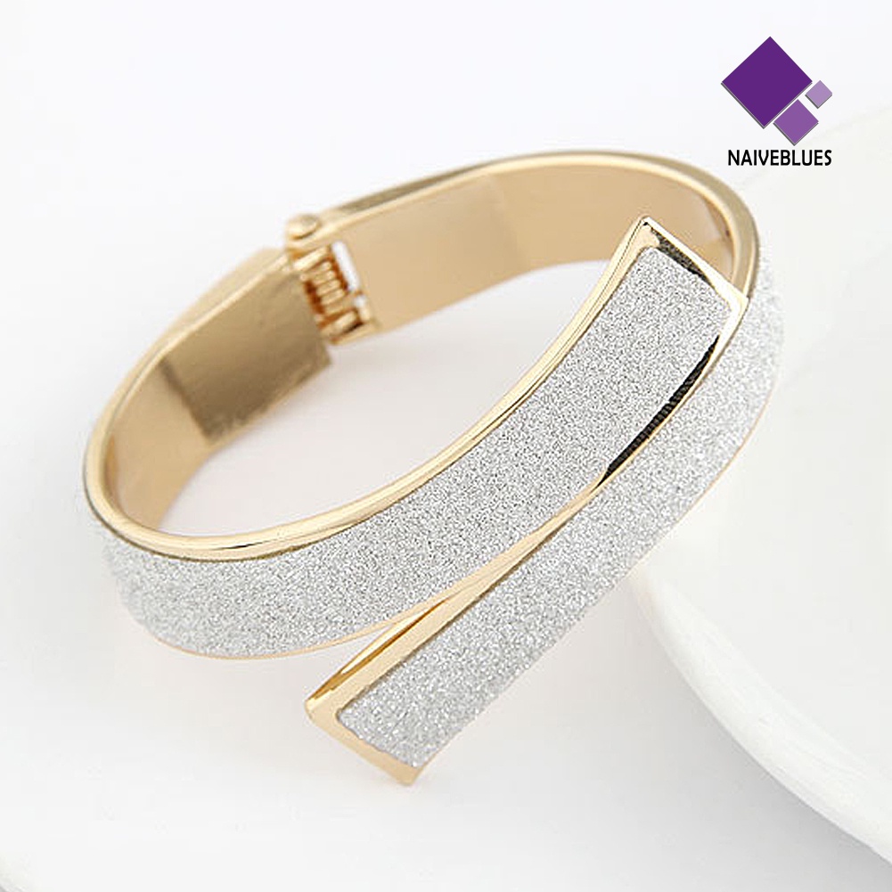 Naiveblue &gt; Gelang Tangan Cuff Fashion Elegan Aksen Glitter Untuk Perhiasan Wanita / Hadiah