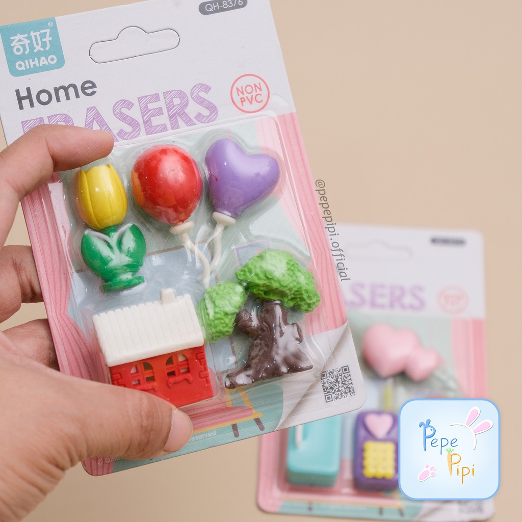 Penghapus Hao Home 3D Papan Eraser Setip Hapusan Home Mobil Pohon balon kulkas balon bunga