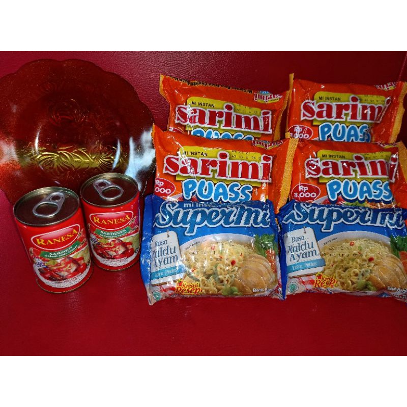paket sarden murah supermi sarimi puas ranesa bonus piring