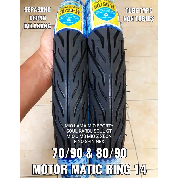 TERMURAH - 1 SET [ SEPASANG ] BAN LUAR MOTOR MATIC METIK 70/90 & 80/90 RING 14 , Mio Sporty Mio soul