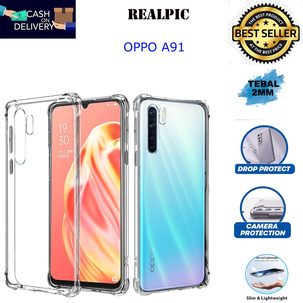 Case OPPO A91 Casing Clear HD KETEBALAN 2MM BENING TRANSPARAN TPU Premium Softcase