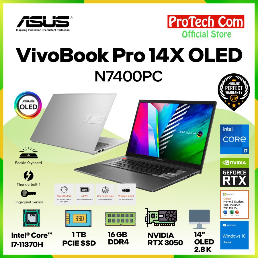 Jual Asus Vivobook Pro 14x Oled N7400pc I7 11370h 16g 1tb Rtx3050 14