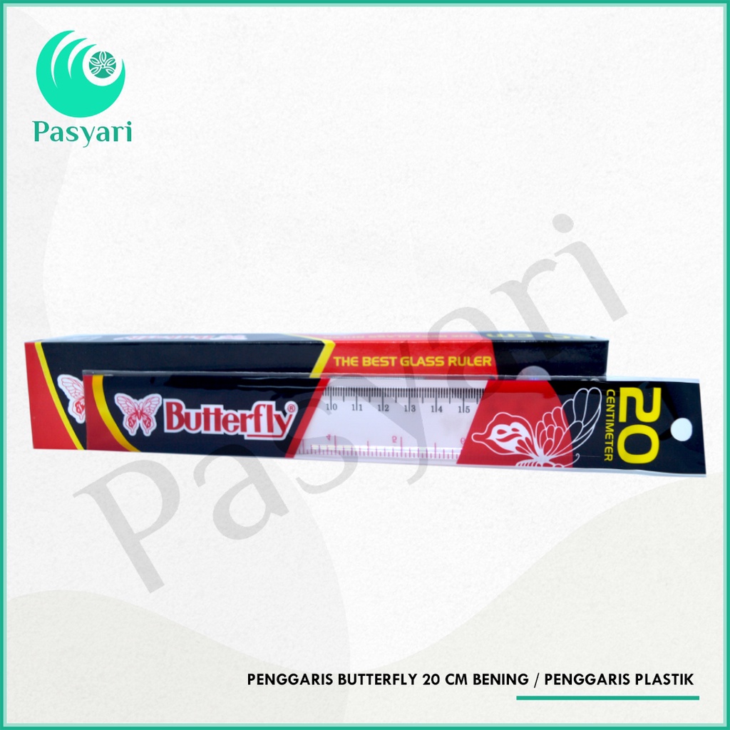 

Penggaris Butterfly 20 Cm Bening / 15 cm Penggaris Plastik