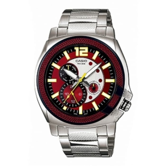 SALE#CASIO MTP-1316D SILVER RED PRIA