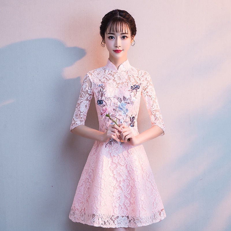 Modified cheongsam 2021 new summer daily student girl graduation dress bridesmaid skirt small fragra