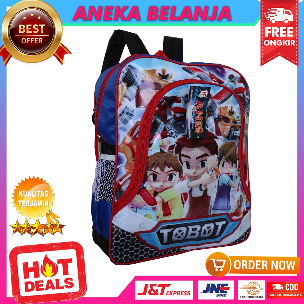 Ready Stock Tas Punggung Khusus Anak Cowok Gambar Kartun Tobot Stylish Tas Sekolah PAUD TK SD Casual