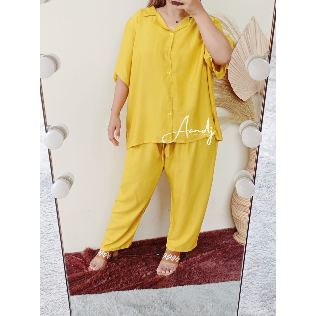 JUMBO PIYAMA POLOS / SETELAN BIG SIZE LD 125 (80-105) / SUPER JUMBO XXXL-JUMBO PJ KUNING