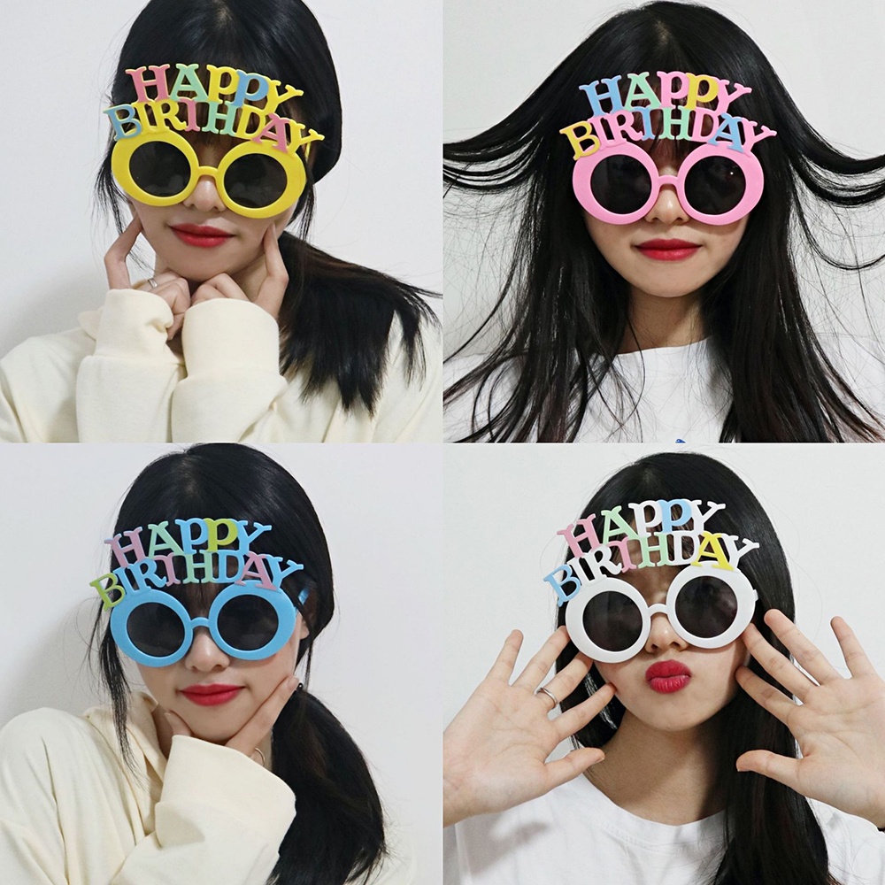 Kacamata Bentuk Tulisan Happy Birthday Gaya Korea Untuk Properti Foto