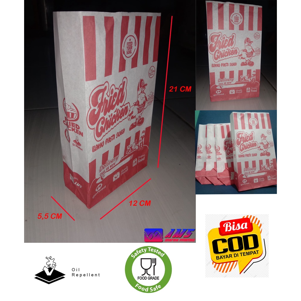 Jual kantong fried chicken, paper bag fried chicken, Shopee Indonesia