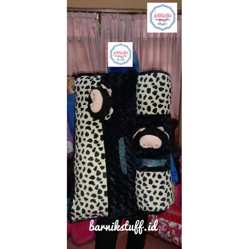 Bantal Guling Set JUMBO SNI Cinta Karakter sapi hitam boneka Jumbo 80 cm