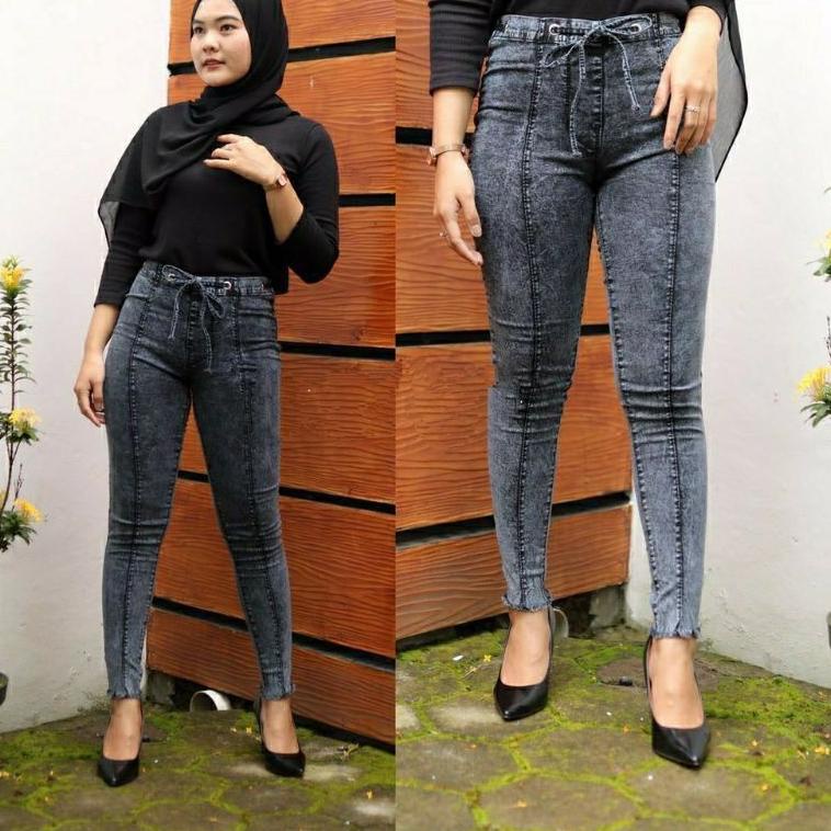 [PRODUK QDETP] LEBAY VALERI JEANS HIGH WAIST TALI // CELANA HW SNOW 7GD