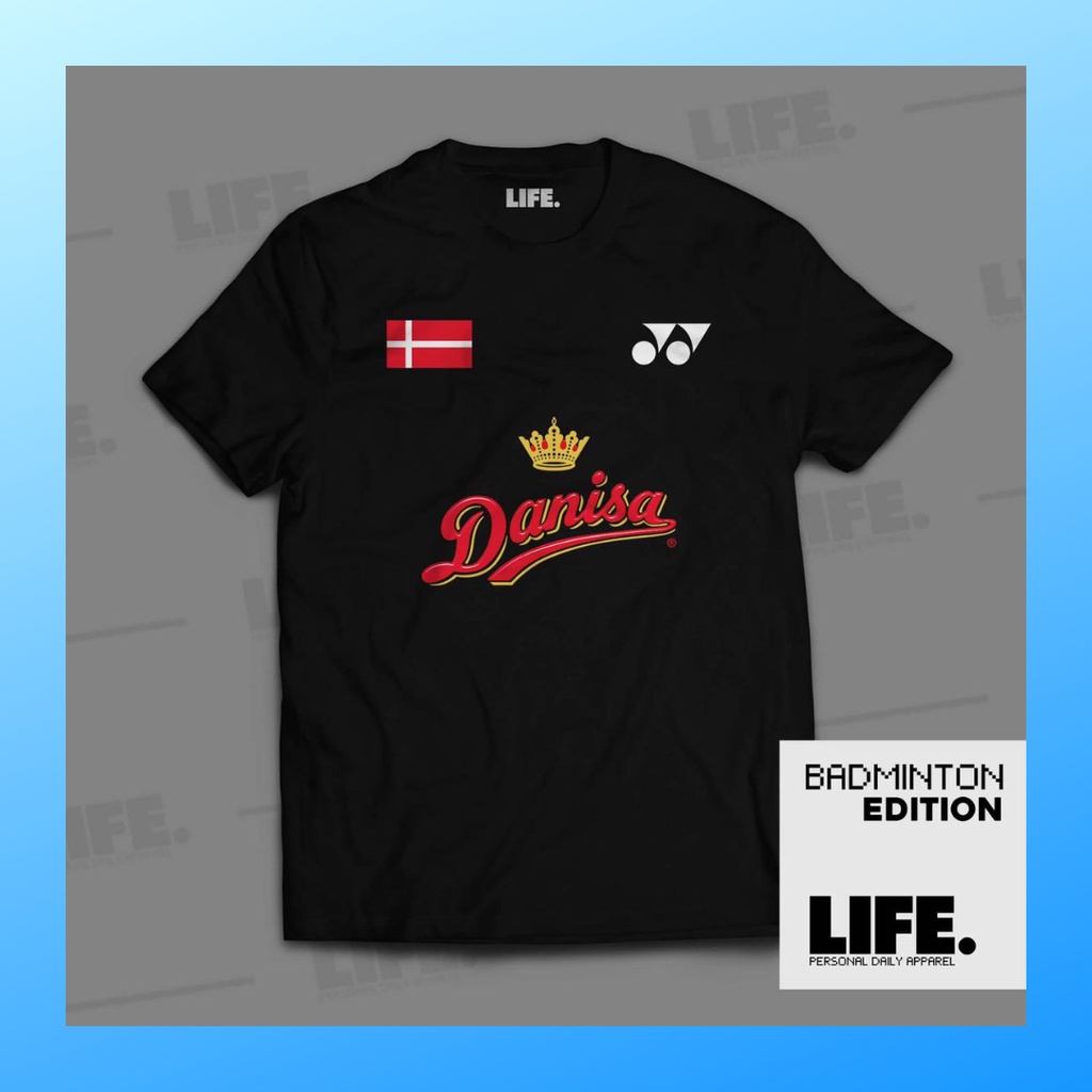 Kaos pria katun combed distro badminton baju atasan wanita dewasa t-shirt vintage outfit premium casual suit pakaian bulutangkis merchandise oneck oblong lengan pendek apparel life kombed YY02 hitam