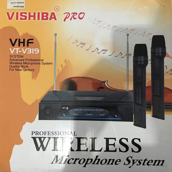 Mic Wireless VHF Tanpa Kabel Merk Vishiba Pro VT-V319 Michrophone Mik