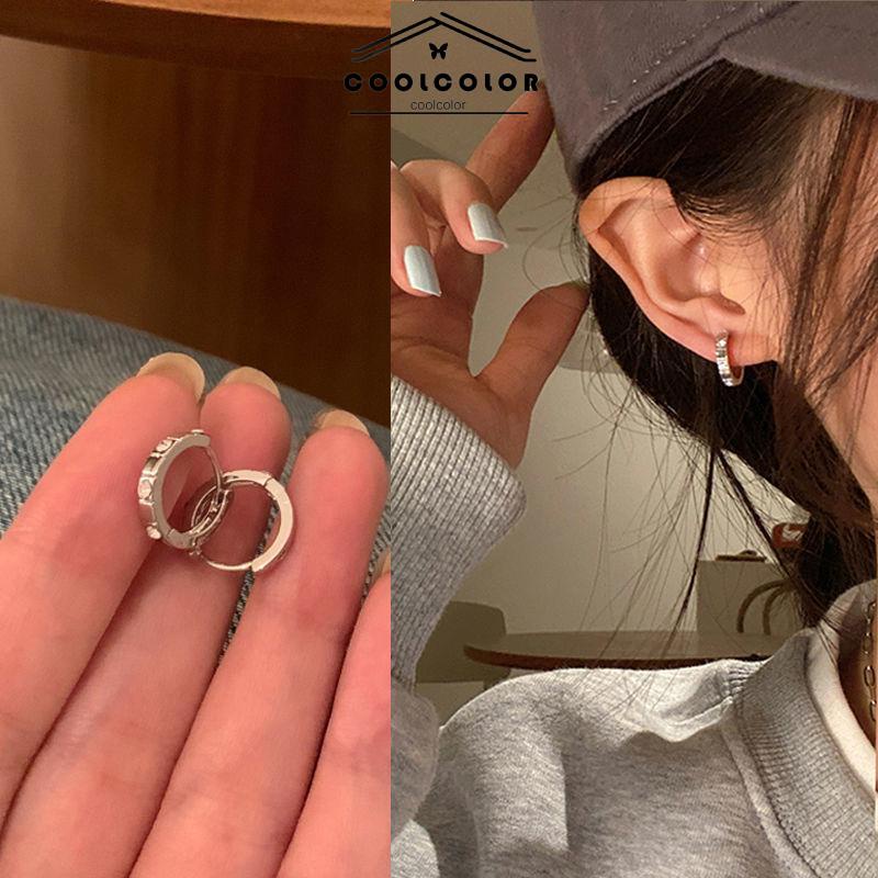 COD❤️1PCS  Temperamen High-end anting zirkon Hoop Earrings Wanita Desain Niche Gesper Telinga Murah Anting Cinta Hati Berlapis Fashion Wanita Sederhana Aksesoris Perhiasan Hadiah Ulang Tahun