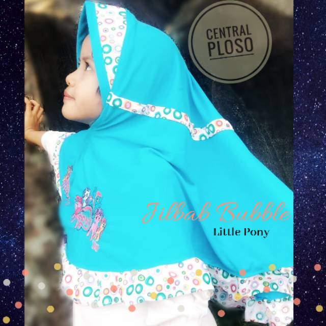 Jilbab Anak Bordir Litlle Pony Warna Cantik Bahan Kaos Super