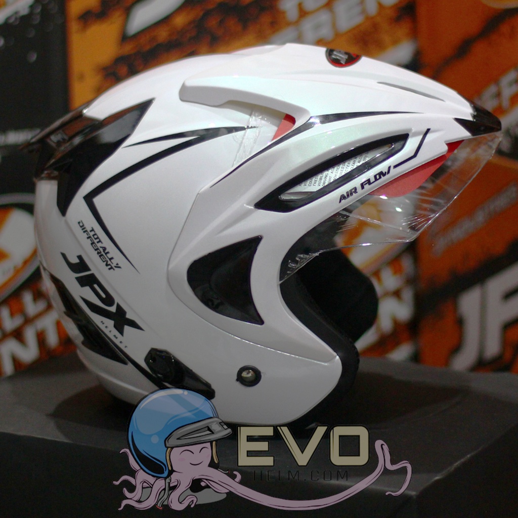 HELM JPX HALFFACE_JPX SUPREME - PEARL WHITE / BLACK ( ONGKIR 2KG) JPX HALFFACE JPX SUPREME