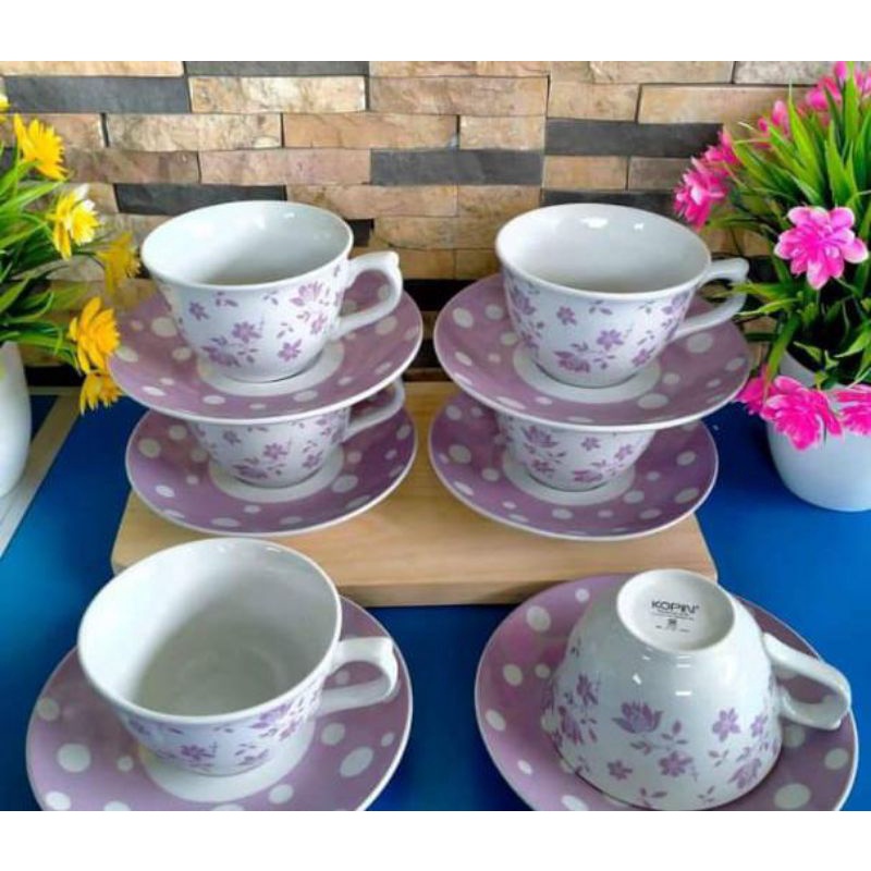 Cangkir Set Keramik Kopin Polkadot / Cangkir Teh / Cangkir kopi