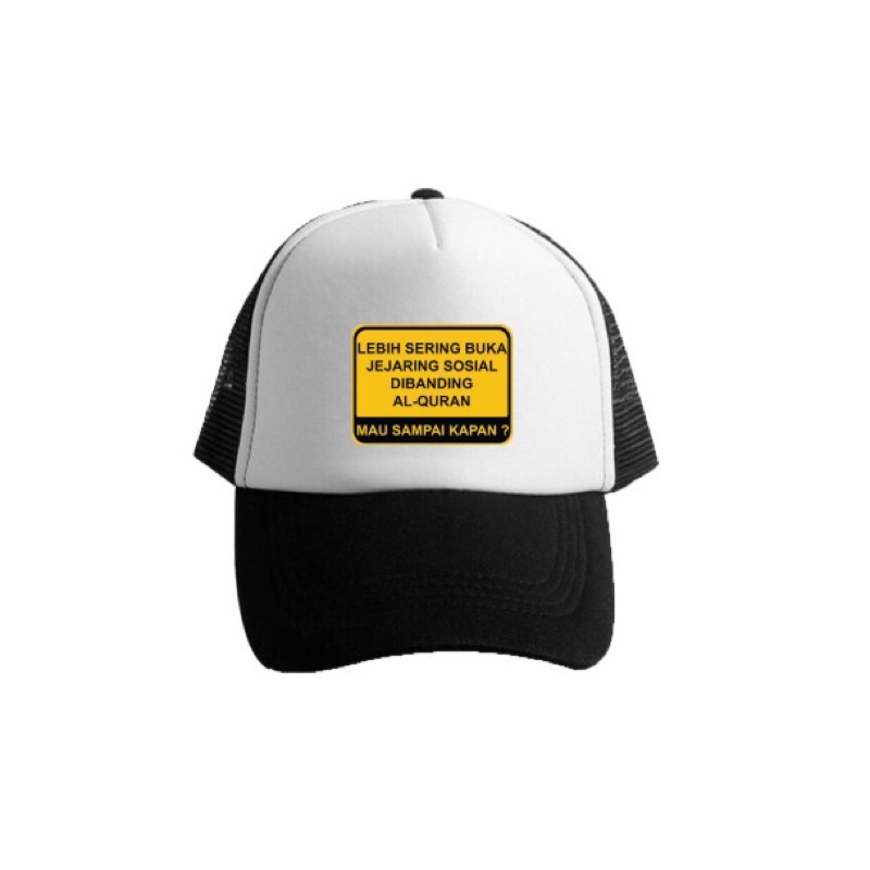 Topi Trucker Mau Sampai Kapan - HITAM PUTIH