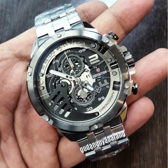 JAM TANGAN PRIA - COWOK - LAKI EXPEDITION 6700 STAINLESS SILVER ORIGINAL KEREN