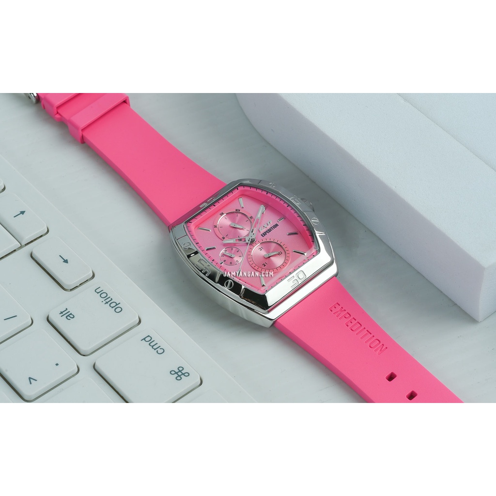 Expedition E 6800 BF RSSPE Ladies Pink Dial Pink Rubber Strap