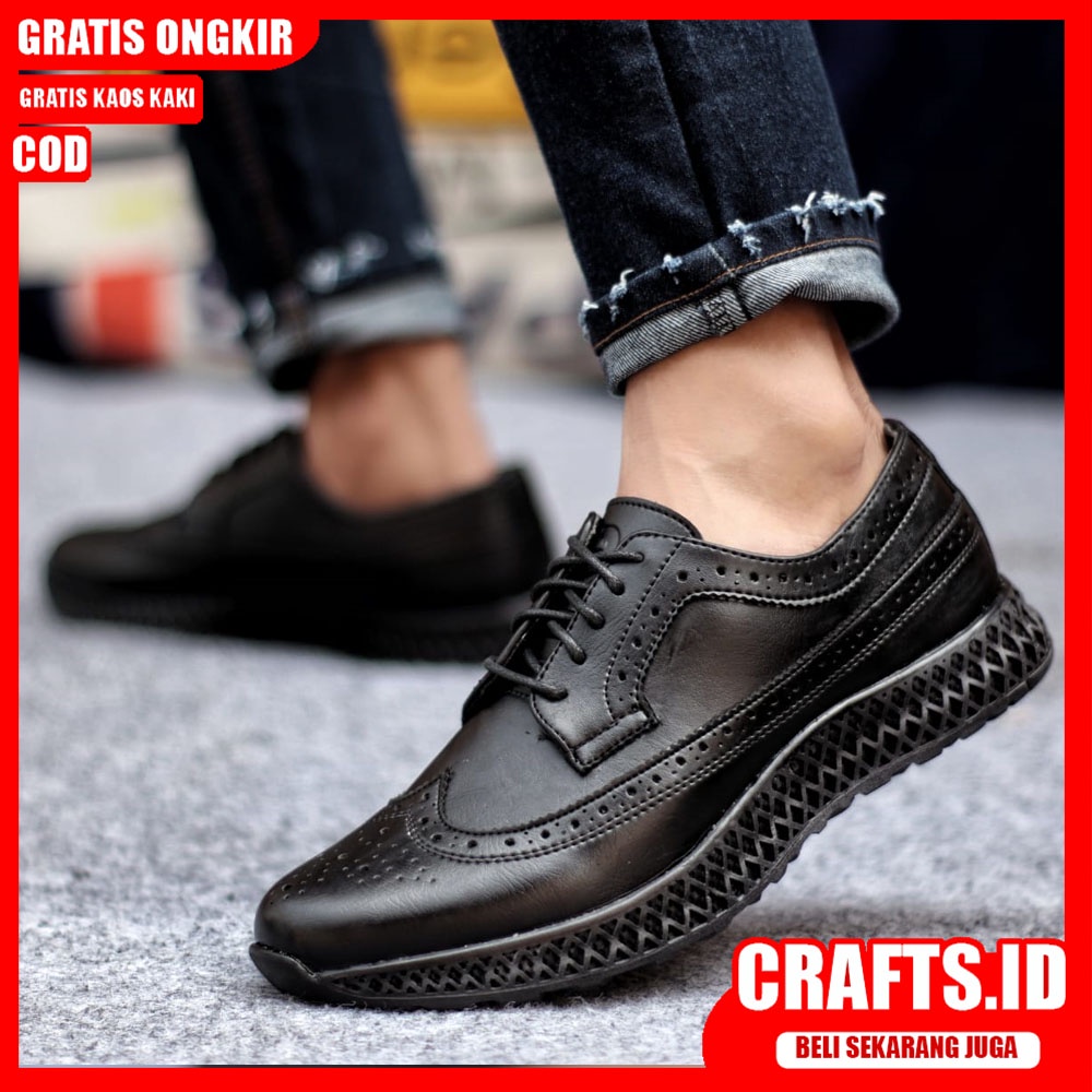 CRAFST X WINGTIF Sepatu Casual Pria Sepatu Kasual Pria Kulit Pu Kerja Kantor Sepatu Pria Casual Original Sepatu Semi Formal Kuliah Kondangan Gaya Keren Kekinian Terbaru Murah Terlaris