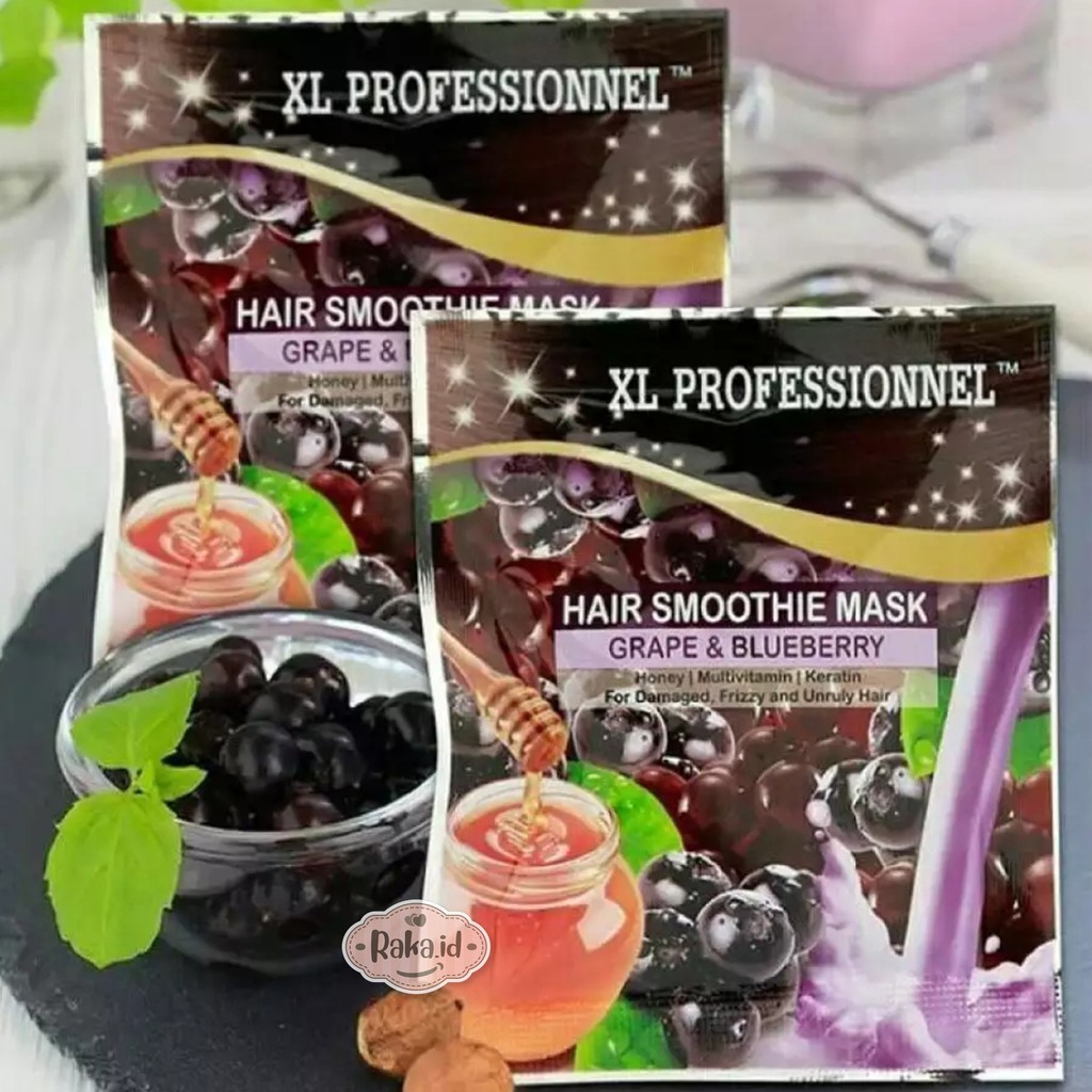 Raka Beauty - 1 pcs XL Professionnel Hair Smoothie Mask 25gr / Hair Mask Strawberry / Blueberry