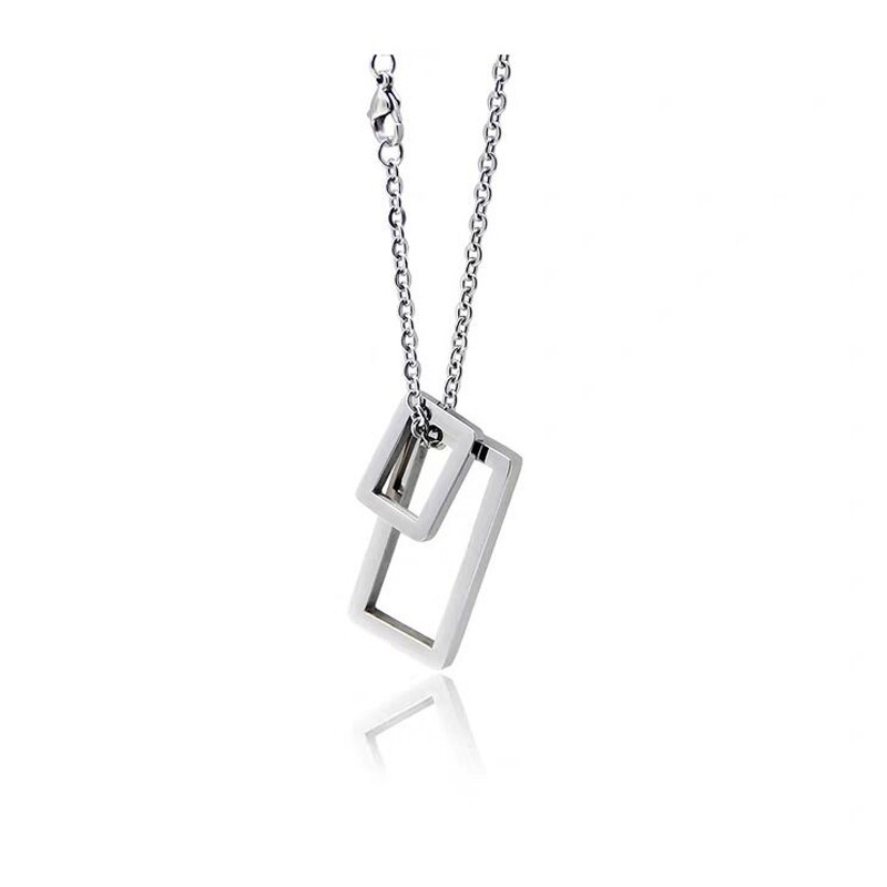 In trendi pria dan wanita's fashion sederhana geometris square pendant Pasangan pribadi influencer b